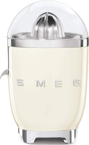 Smeg, spremiagrumi elettrico cjf11creu, spremitura a pressione manuale, beccuccio antigoccia e cono universale, base antiscivolo, avvolgicavo integrato, 70w, panna