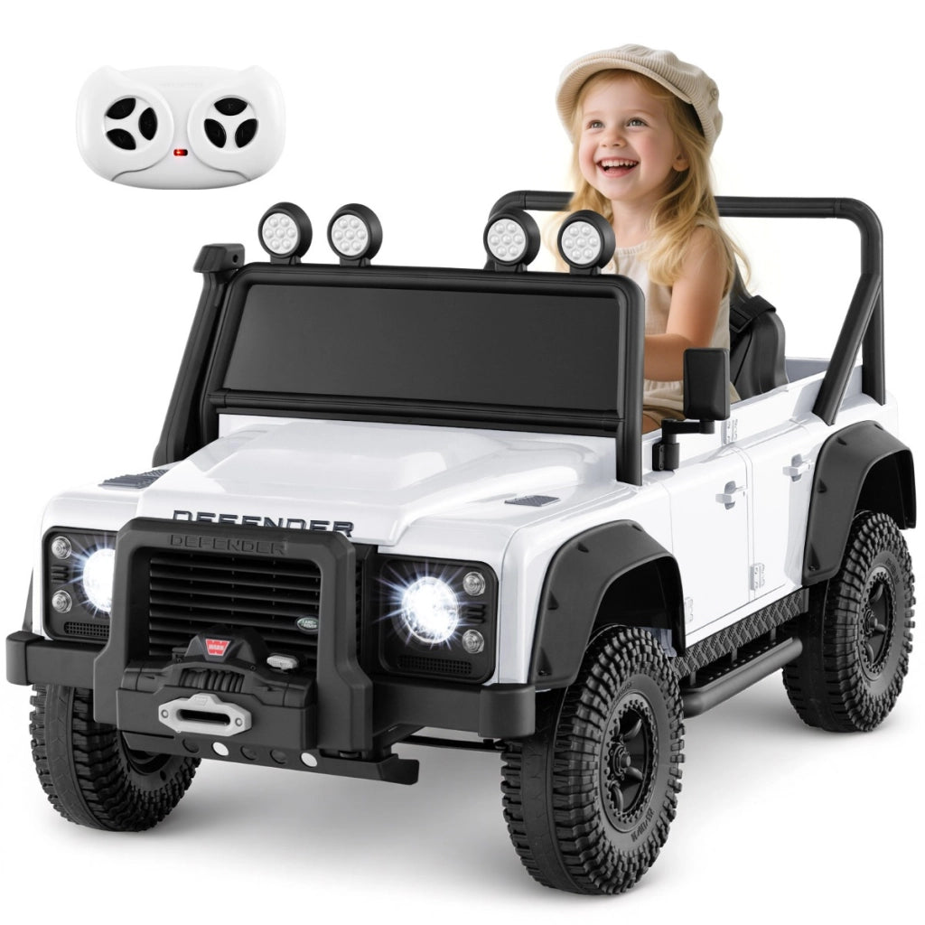 Auto elettrica per bambini 12V con telecomando per genitori, Macchina giocattolo land rover con licenza Bianco-Macchinine giocattoli