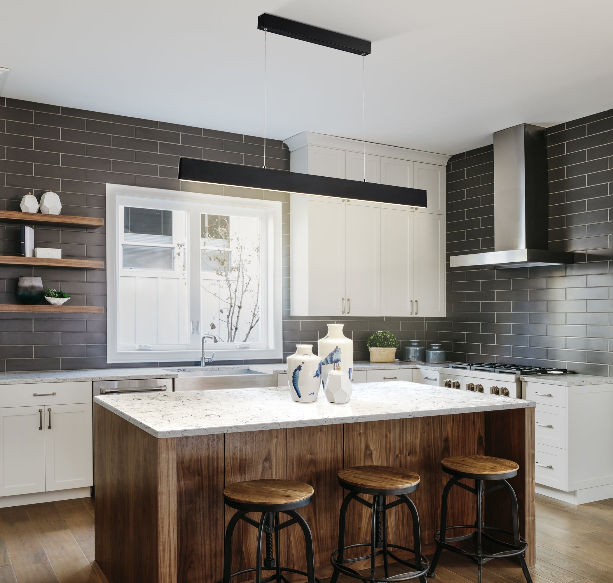 Lampada pendente Pendant in Metallo Step Nero