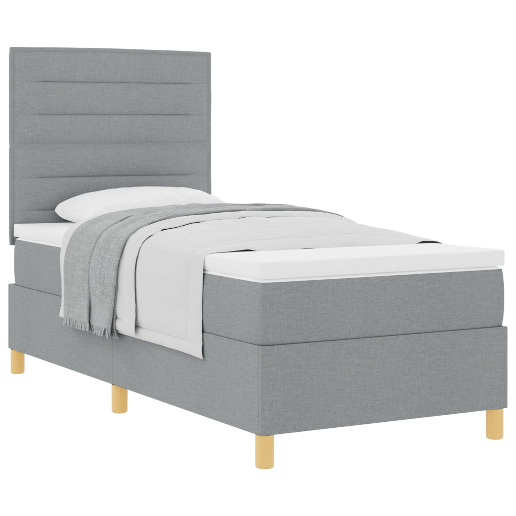Letto a Box Spring con Materasso Grigio Chiaro 80x200 cm in Tessuto