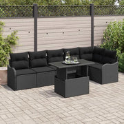 Set Divano da Giardino 7 pcs Nero Rattan in Polipropilene
