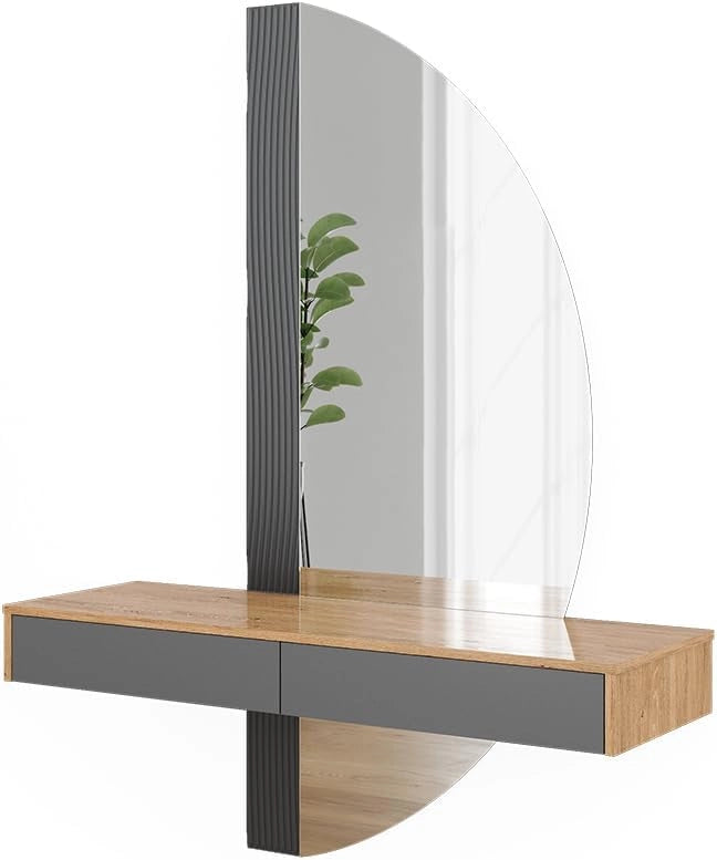 Tavolo da toeletta Melisa, Grigio, 120 cm con 2 cassetti, Altezza regolabile, perfetta per adattarsi alle esigenze individuali