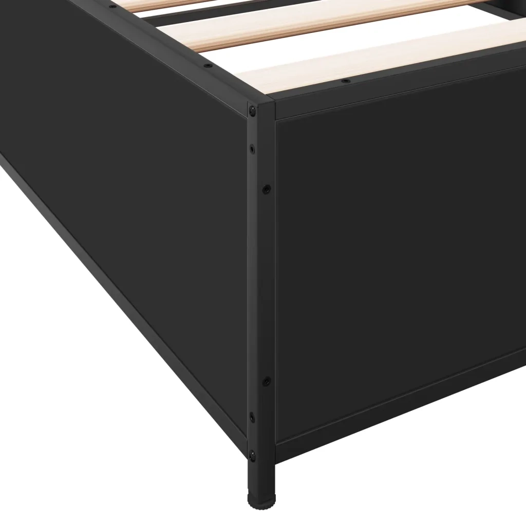 Giroletto Nero 90x200 cm in Legno Multistrato e Metallo