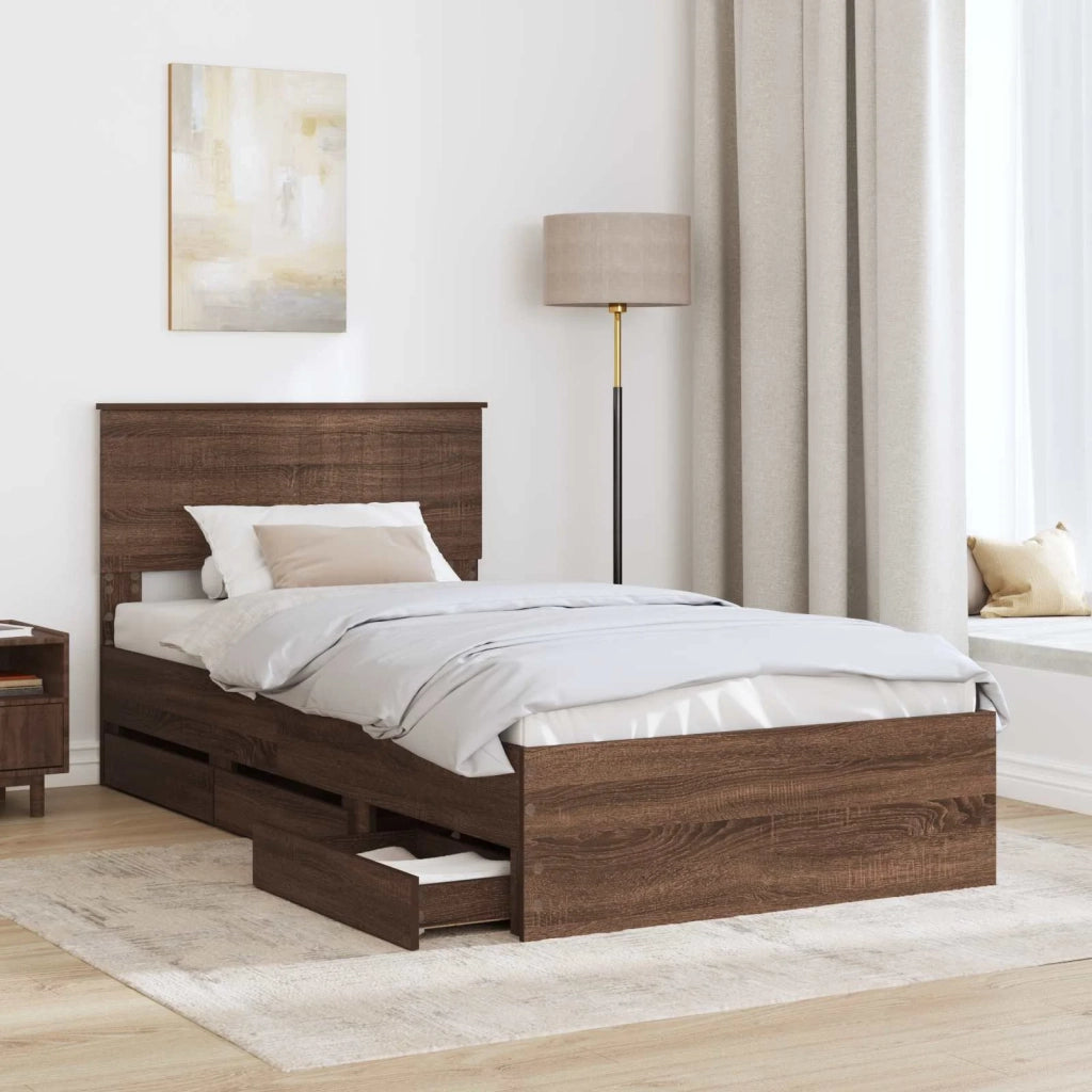 Struttura del letto con cassetto Rovere Marrone 100 x 200 cm 3410741