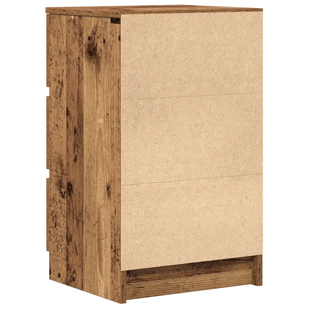 Comodino | Armadio da Notte | Mobiletto da notte con 3 Cassetti Legno Antico 39x35x65 cm