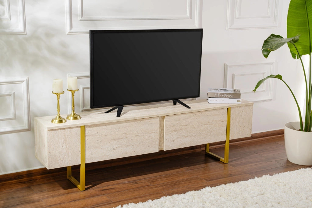 Mobile TV in legno "Serenity" 180 x 30 x 50 cm - Travertino