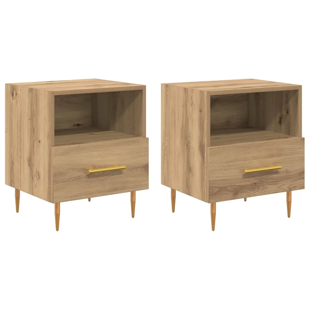 Set di 2 Comodini | Armadio da Notte | Mobiletto da notte Marrone 40 x 35 x 47,5 cm Legno multistrato