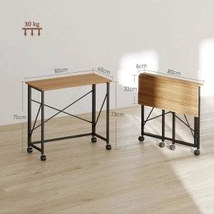 SCRIVANIA Pieghevole 80x40x75 cm Rovere con ruote