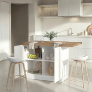 Mobile Dispensa Miha, Isola da Cucina 2 Ripiani Made in Italy, 130x80x90h cm Bianco Lucido