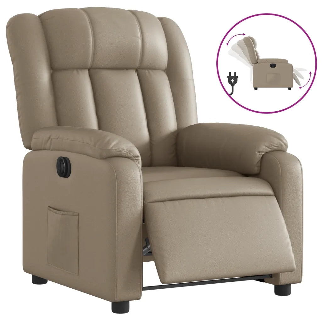 Poltrona | Sedia Relax Reclinabile Elettrica Cappuccino in Similpelle