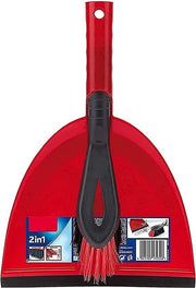 Set di Pulizia per Pavimenti Duri 2-in-1 - Kit di Pulizia Pratico per Pavimenti Duri - Rosso - Incluso Spazzolone con Setole Integre