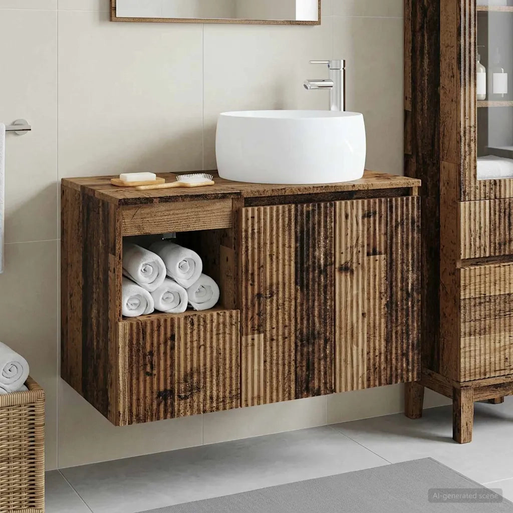 Set di mobili per il bagno 2 pz Legno antico 3404102