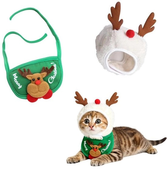 Set di Muffe per Animali da Compagnia da 2 - Foderini per Animali da Compagnia - Bandana Calda per Animali da Compagnia - Collare Festivo per Animali da Compagnia - Materiale Plush - Comodo e Caldo - Abito da Compagnia per Animali