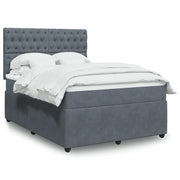 Giroletto a Molle con Materasso Grigio Scuro 140x190 cm Velluto