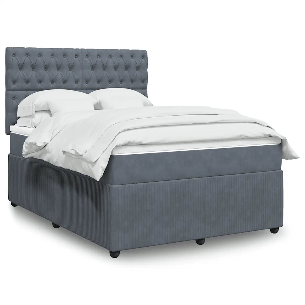 Giroletto a Molle con Materasso Grigio Scuro 140x190 cm Velluto