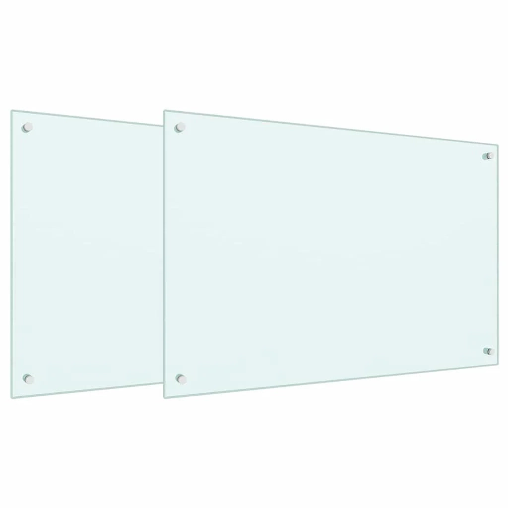 Set di 2 paraschizzi moderni per cucina resistenti al calore 90 x 60 cm in vetro temperato bianco 02_0056219