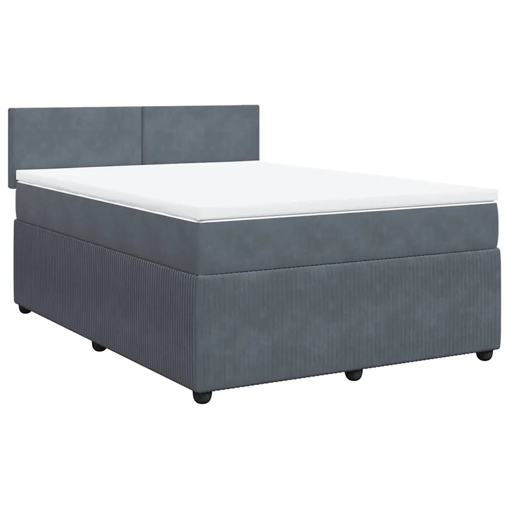 Giroletto a Molle con Materasso Grigio Scuro 160x200 cm Velluto