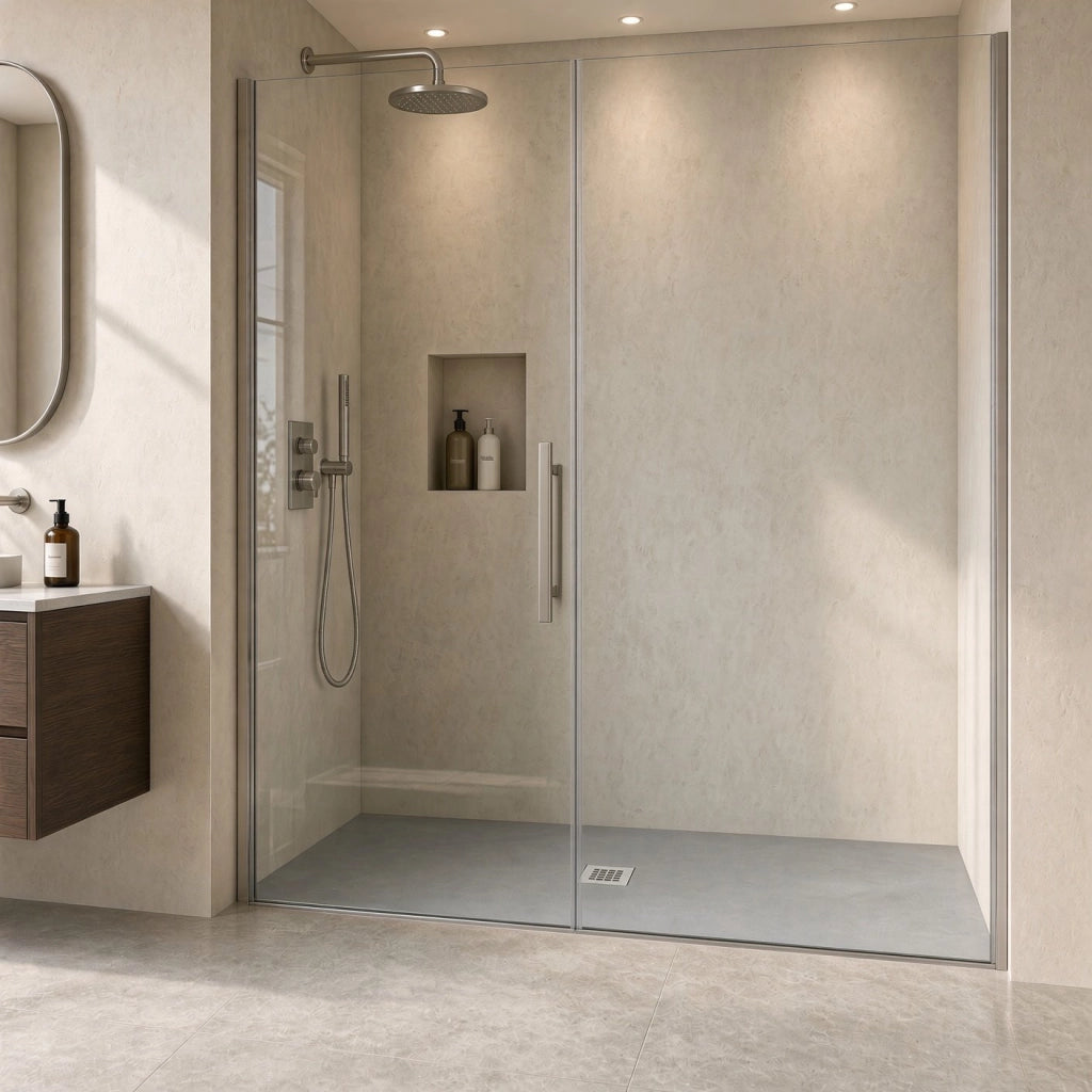 Piatto doccia rettangolare 90x190 cm effetto pietra marmoresina STONE grigio cemento FRANCIA