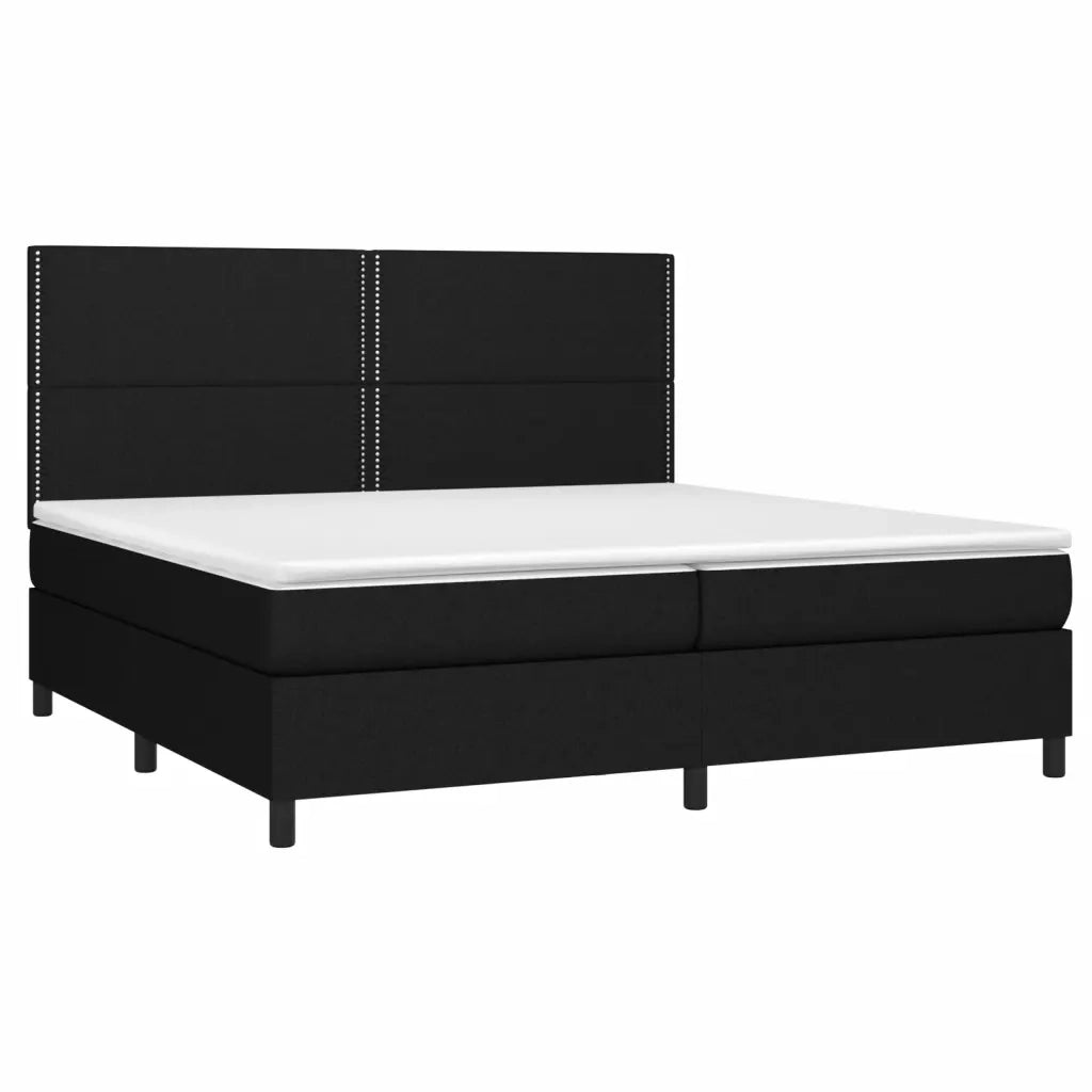 Giroletto a Molle con Materasso Nero 200x200 cm in Tessuto