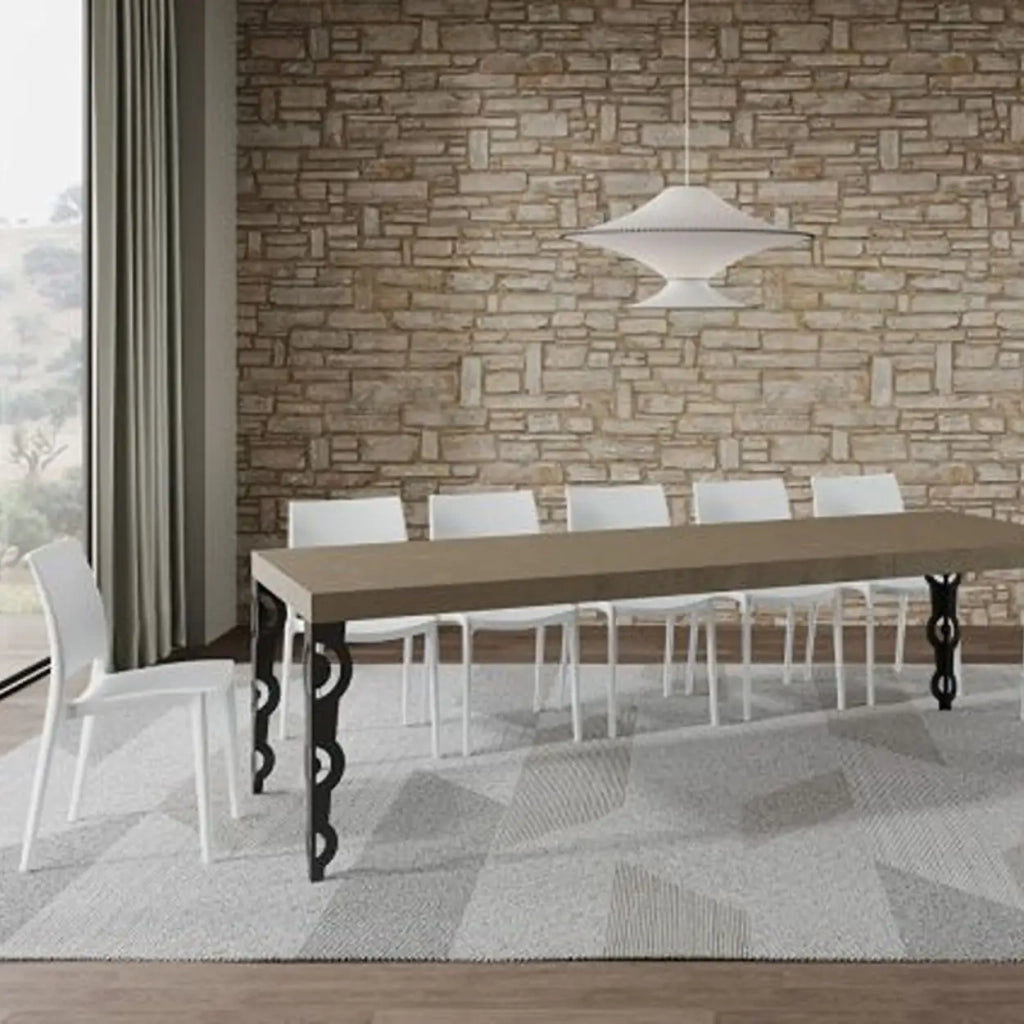 Tavolo allungabile 160/264x90 cm Karamay Premium tortora gambe antracite