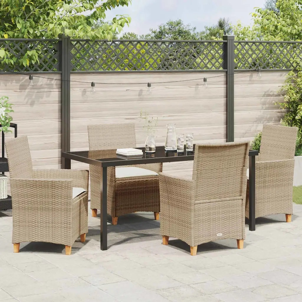 Set da Pranzo per Giardino 5 pcs Beige polyrattan 3381082