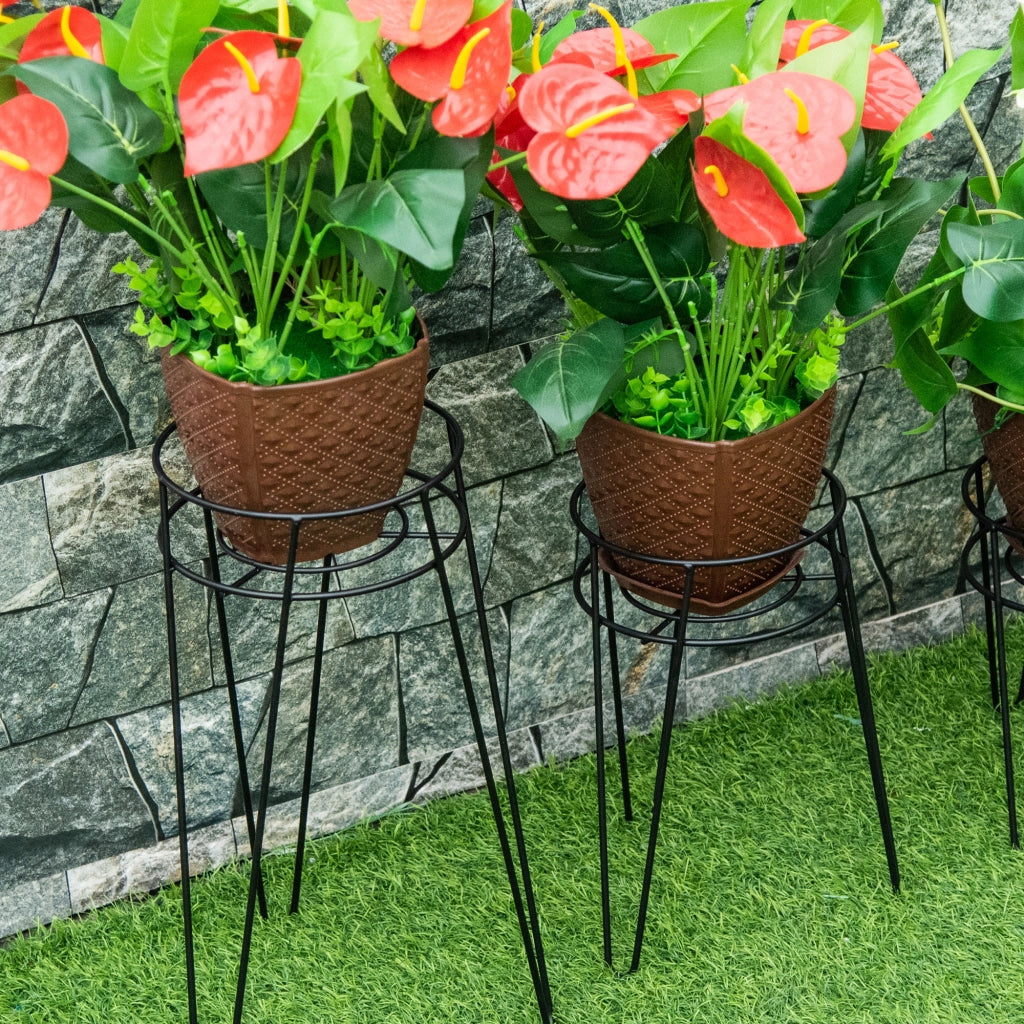 Set di 3 fioriere in metallo ¨C zephmum ¨C nero 23.5x30x42cm