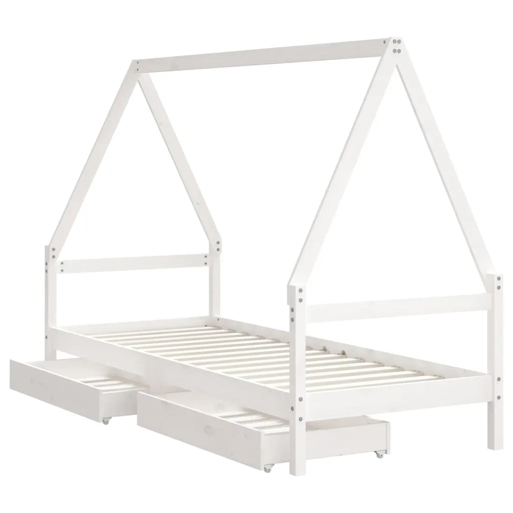 Giroletto Bambini con Cassetti Bianco 80x200cm Massello di Pino 834466