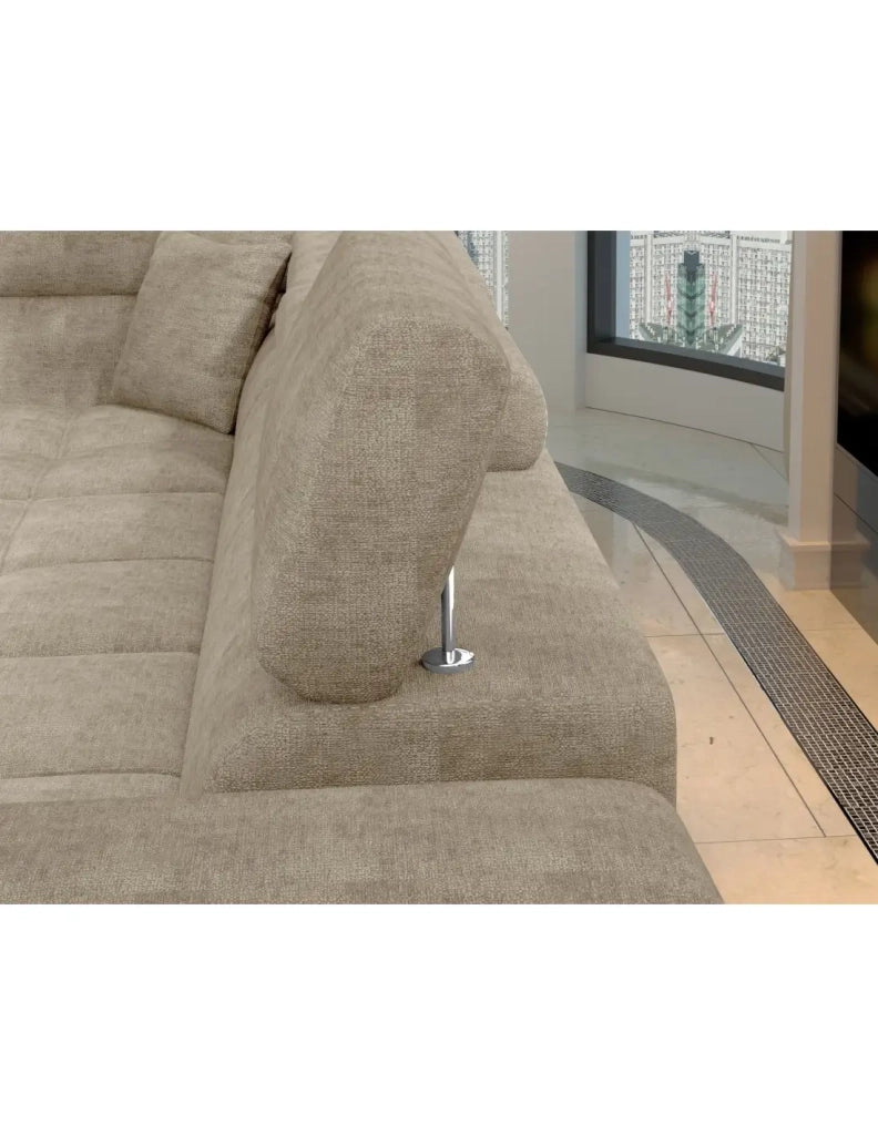 Divano angolare convertibile PALAZZO 4 posti beige – angolo destro con vano contenitore