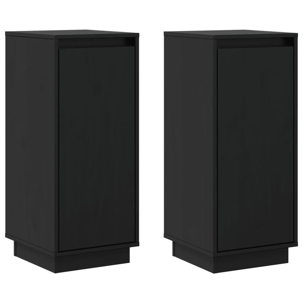 Buffet credenza cassettiera armadio mobile contenitore organizer per cucina soggiorno salotti set da 2 31,5 x 34 x 75 cm legno massello di pino nero 02_0036894