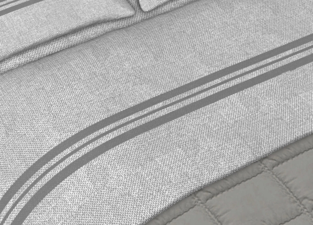 Completo Lenzuola In Morbida Flanella Made Italy Disegno Easy C.N - 1 Piazza E Mezza - Grigio