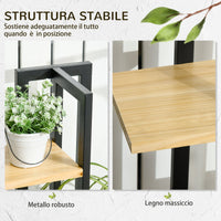 Portapiante a 4 Ripiani in Stile Industriale 45x25x110 cm in Legno di Abete e Metallo Nero