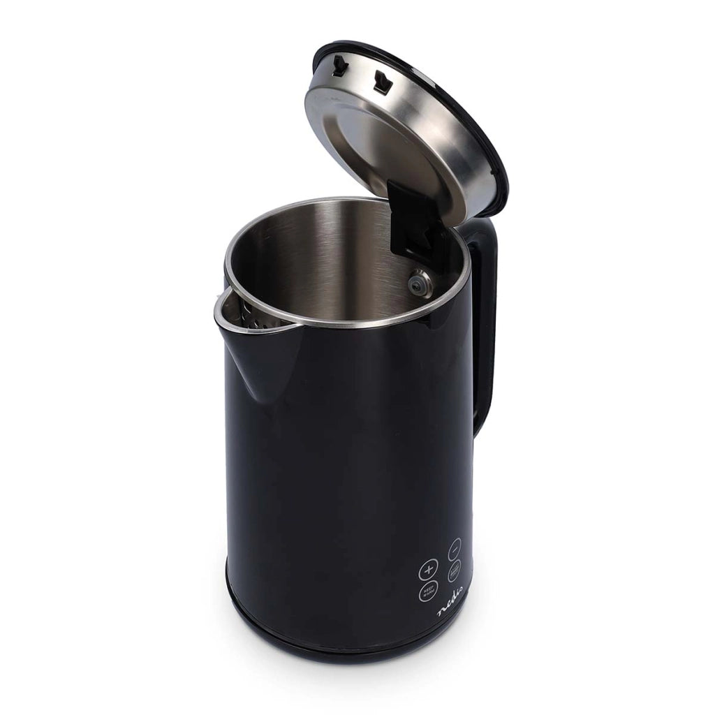 Bollitore elettrico da 1,7 l 2200 W con indicatore di temperatura Nero Nedis