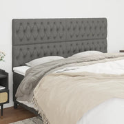 Testiera-Testata Decorativa Grigio Scuro 200x7x118/128 cm Tessuto
