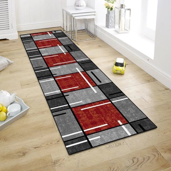Tappeto antiscivolo per ingresso, cucina e bagno, 60x150cm, rosso