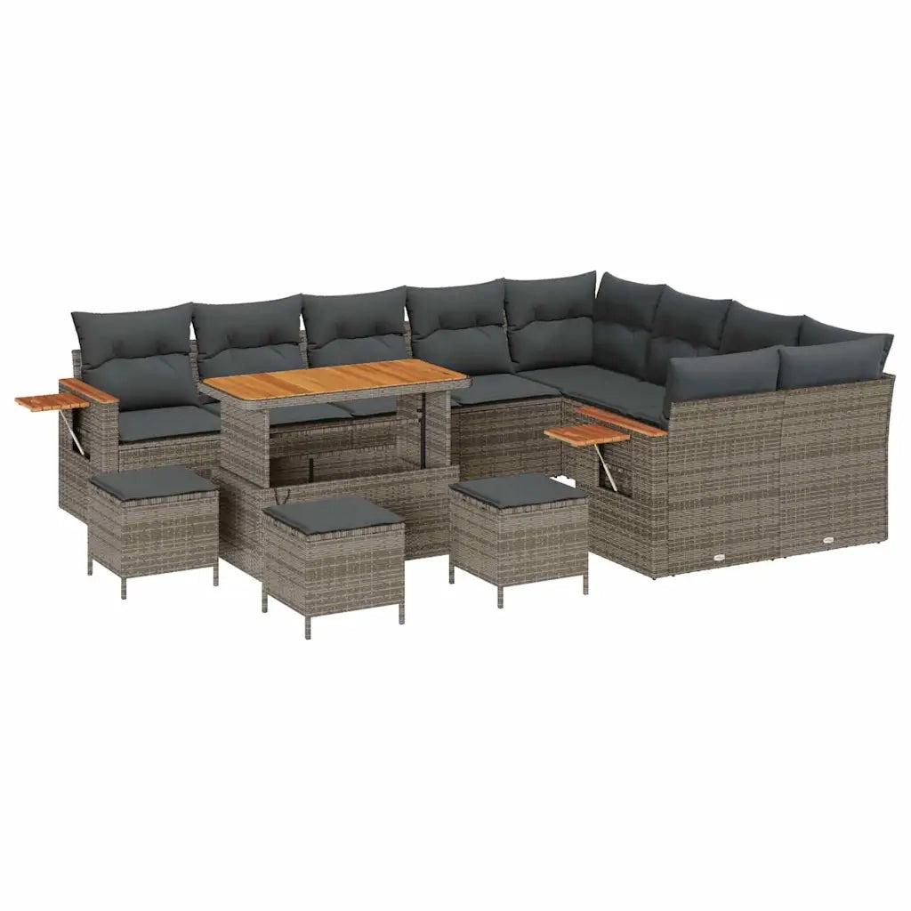 Set Divano da Giardino con cuscino 14 pcs Grigio polyrattan 3365173