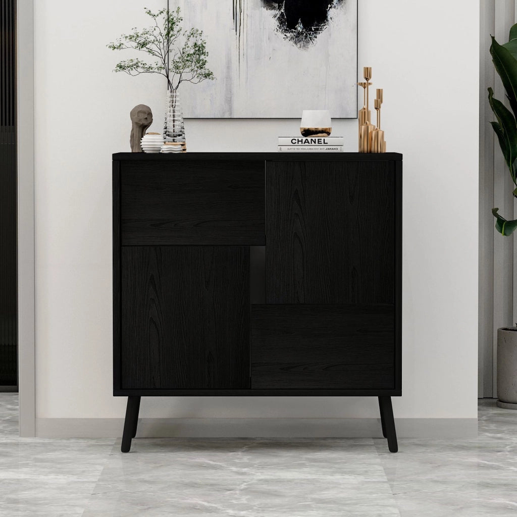 Armadio multiuso in legno "Darien" - 76,5 x 35 x 79,5 cm - Legno nero