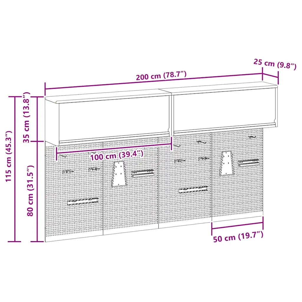 Set di armadi per attrezzi con lo scaffale 6 pz Nero CFW1799032