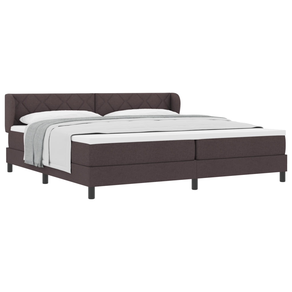Letto con rete a molle e materasso  Marrone Scuro 200x200 cm Tessuto