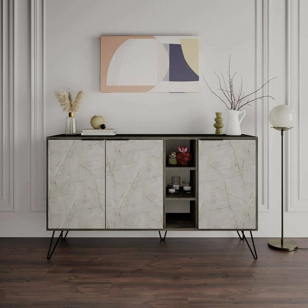 Madia Arlene, Credenza 4 Ripiani, 142x36x83h cm Beige