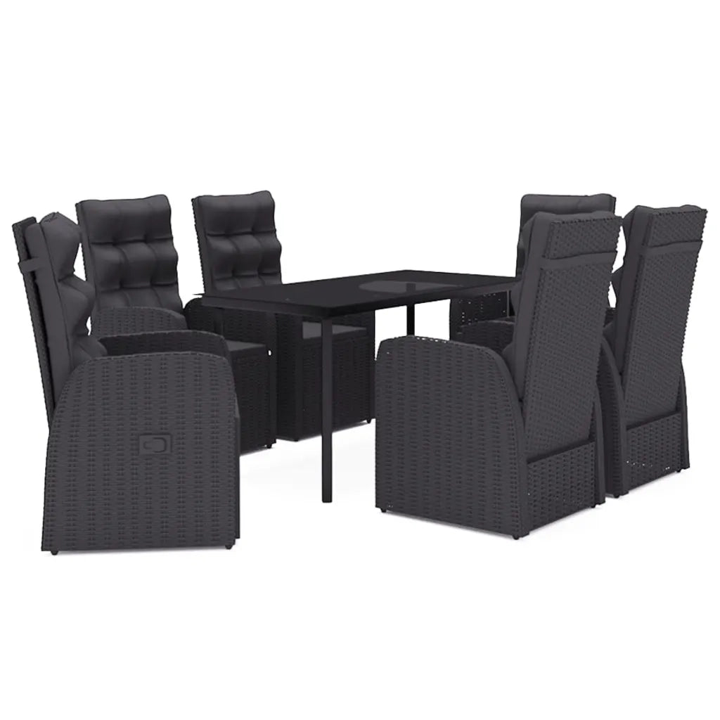 Set Mobili da Pranzo per Giardino 7 pz con Cuscini Nero cod mxl 43552