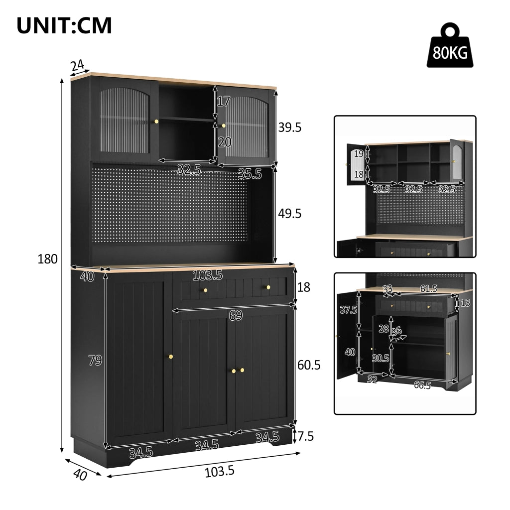 Mobile Armadio con Ante Ripiani Regolabili ¨C Minimal ¨C Nero Multiuso 103.5x40x180 cm