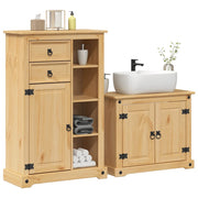 Set Mobili da Bagno 2 pz Corona in Legno Massello di Pino 3334635