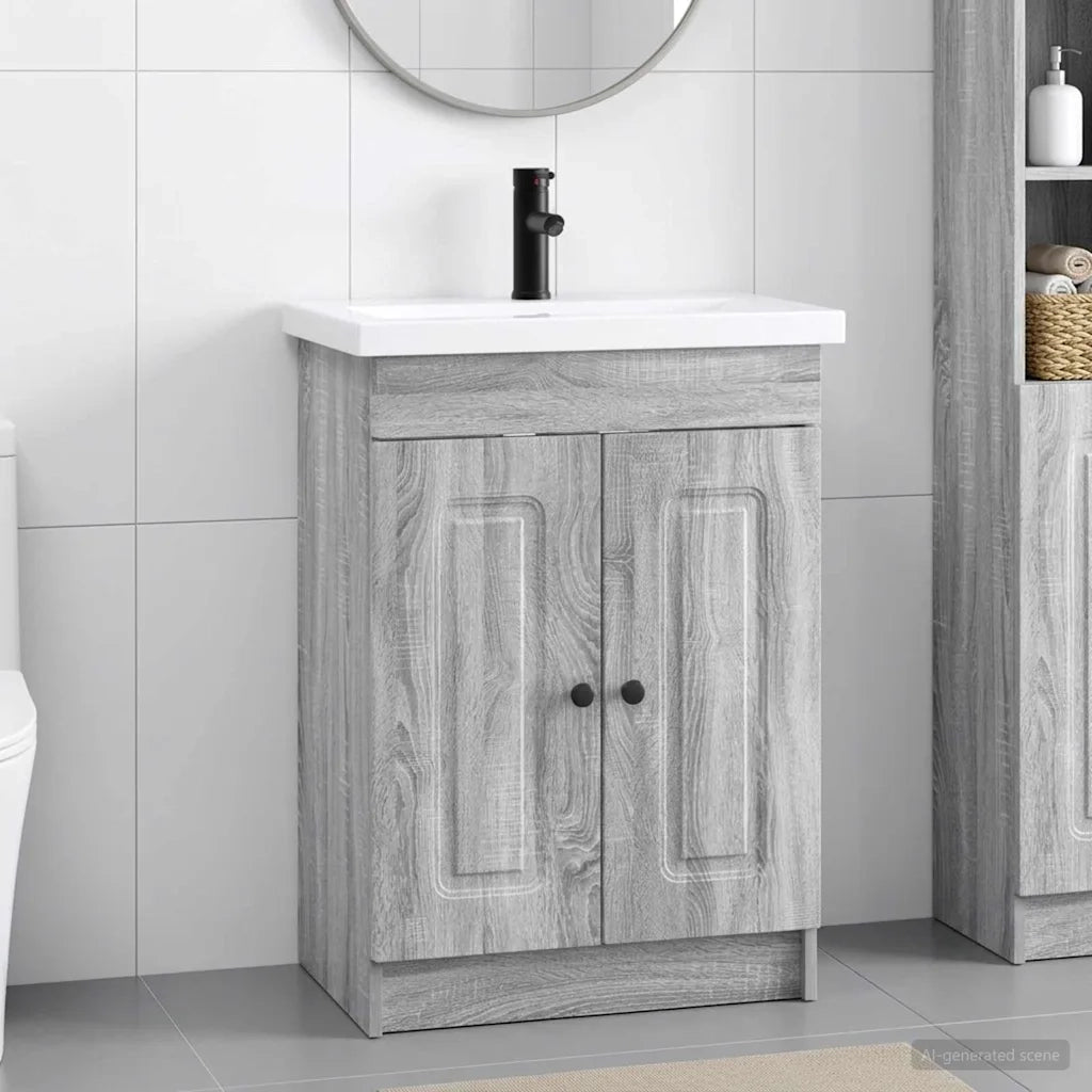 Set di mobili per il bagno Sonoma grigio 78,5 x 37,5 x 81 cm 3404180