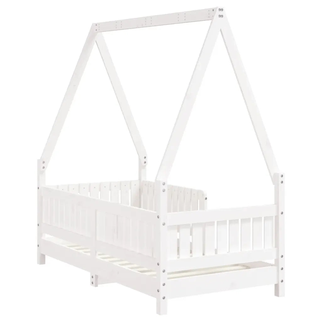 Giroletto per Bambini | Letto Infantile | Lettino Bianco 70x140cm in Legno Massello di Pino