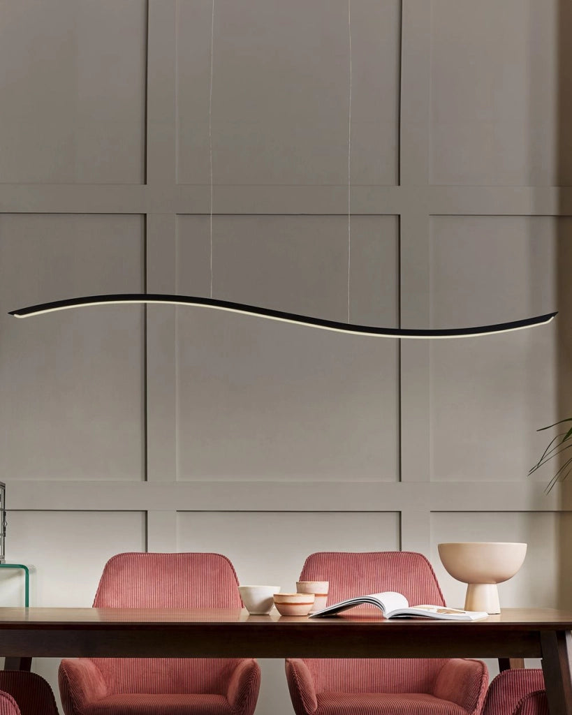 Lampada a sospensione in ferro Nero con luce a LED integrata novità ondulata illuminazione moderna a sospensione