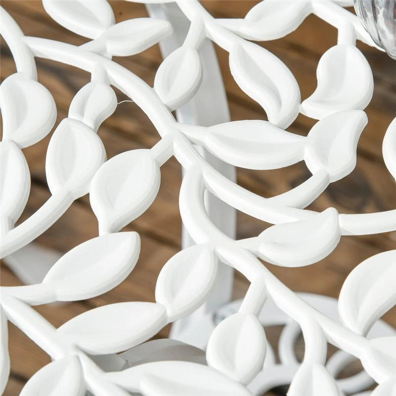 SET DA GIARDINO IN ALLUMINIO BIANCO 2 SEDIE 45X42X85.5 CM E TAVOLINO ROTONDO Ø61X66.5 CM