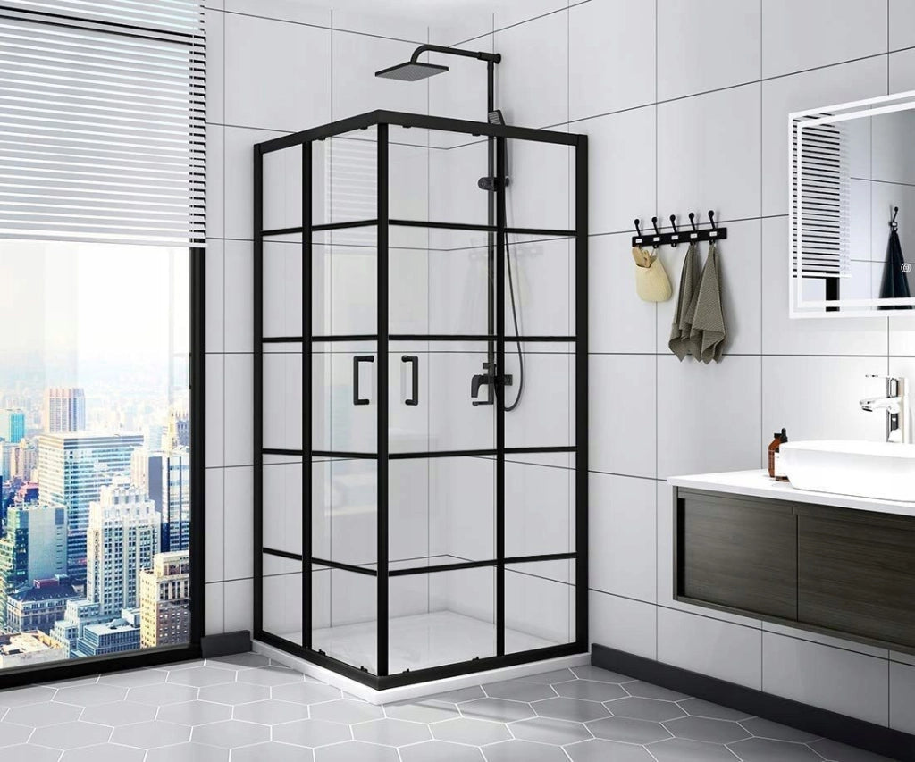 Cabina Quadrata Calani Black Delta 90x90