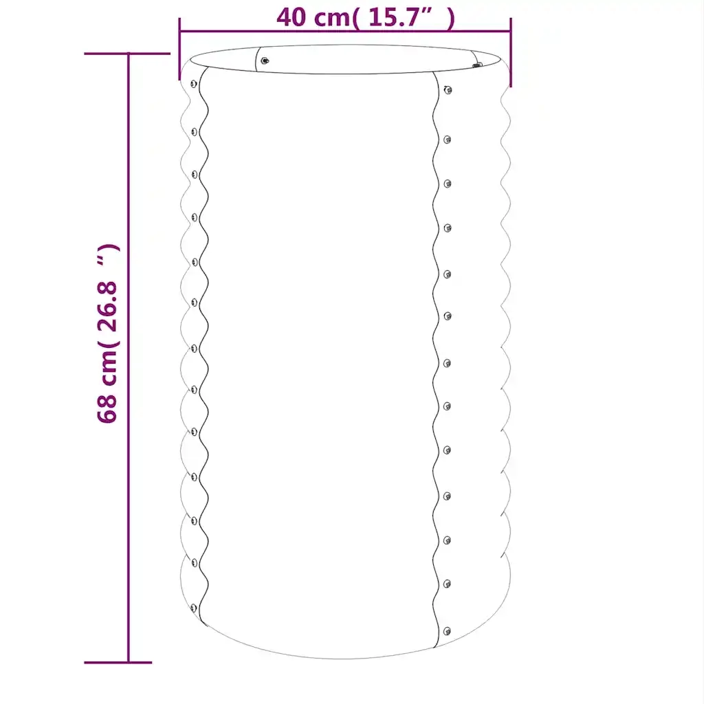 Vaso Giardino Acciaio Verniciato Polvere 40x40x68 cm Antracite