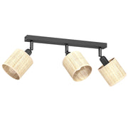Plafoniera barra 3 spot orientabili rattan nero E14 Luminex