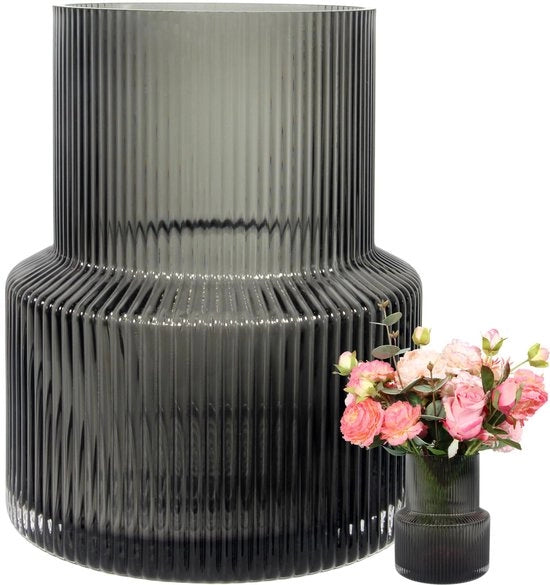 Vasi moderni in vetro, vasi decorativi, vasi artigianali, vasi estetici, vasi fiorali moderni, vasi in vetro grandi, vasi fiorali per casa, ufficio, ideali per mensole (nero)